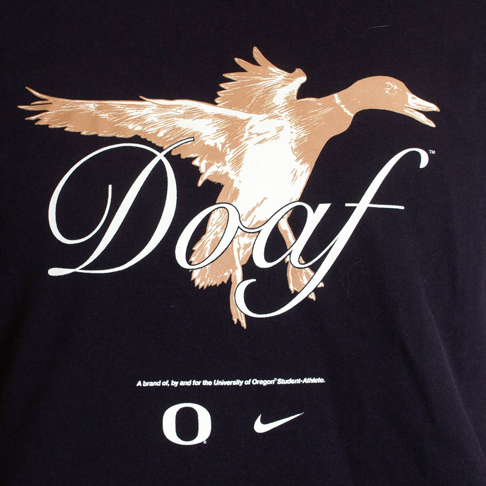 Classic Oregon O, Nike, Black, Crop Top, Performance/Dri-FIT, Women, Ducks of a Feather, Boxy, Flying Duck, T-Shirt, 799612